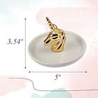 Alternate image 3 for Zodaca Gold Ceramic Ring Holder, Handmade Jewelry Organizer Tray Trinket Dish for Vanity, Unicorn