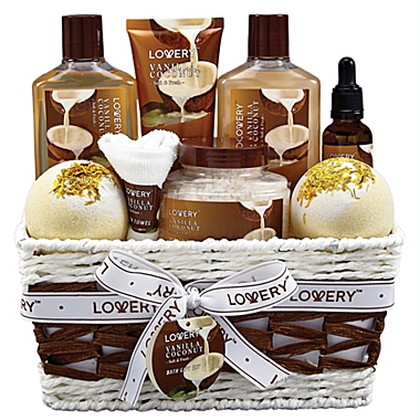 Lovery Bath and Body Gift Basket -Vanilla Coconut Home Spa - 9pc Set. View a larger version of this product image.