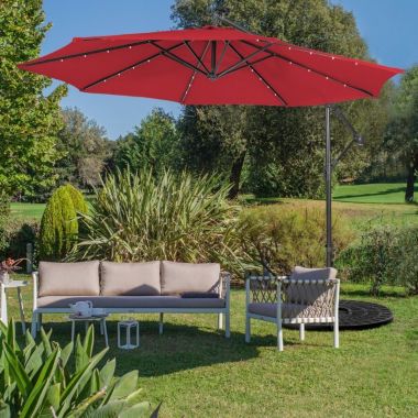 Hooya Imp.& Exp.  10 Feet Patio Solar Powered Cantilever Umbrella with Tilting System. View a larger version of this product image.