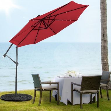 Hooya Imp.& Exp.  10 Feet Patio Solar Powered Cantilever Umbrella with Tilting System. View a larger version of this product image.