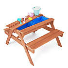 Alternate image 0 for Teamson Kids Outdoor Wooden Picnic Table with 2 Sensory Bins for Sand/Water Play Plus Accessories, Warm Cherry