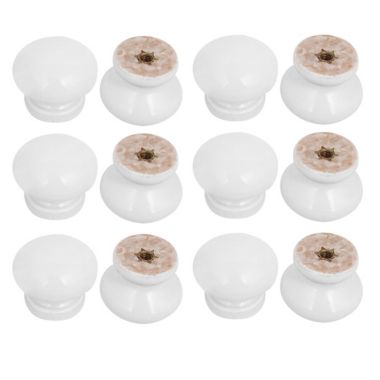 Unique Bargains 12-Pack Drawer Wood Knobs Handles White Finish, Kitchen Hardware Cabinet Handles Drawer Handles Knobs, 1.1" Dia. View a larger version of this product image.