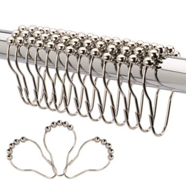 2LB Depot Shower Curtain Rings Hooks - Brushed Nickel Finish - Premium 18/8 Stainless Steel - Locking Rings with Easy Glide Rollers - Five Finishes Available - Set of 12 for Shower Rods. View a larger version of this product image.