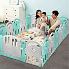 Alternate image 1 for Costway 18-Panel Baby Playpen with Music Box & Basketball Hoop-Gray