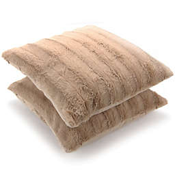 Cheer Collection Faux Fur Square Decorative Pillow 18x18 (Set of 2)