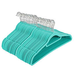 Juvale 50 Pack Nonslip Velvet Clothes Hangers for Shirts and Dresses, Space Saving Accessories Bar (Teal, 18 Inches)