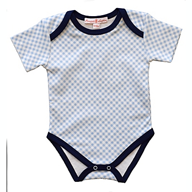 Pineapple Sunshine - Blue Gingham Short Sleeve Onesie / 3-6mo. View a larger version of this product image.