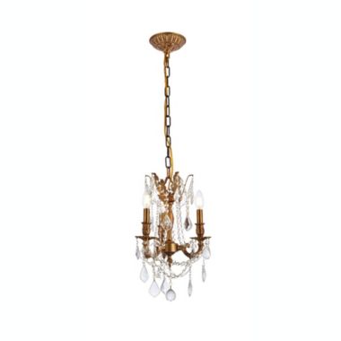 Elegant Lighting Rosalia 3 light French Gold Pendant Clear Royal Cut Crystal. View a larger version of this product image.