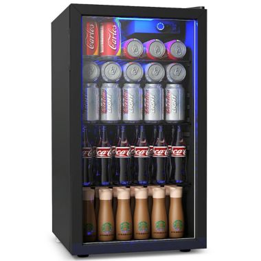 Gymax 120 Can Beverage Refrigerator Beer Wine Soda Drink Cooler Mini Fridge Glass Door. View a larger version of this product image.