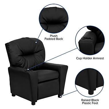 Flash Furniture Chandler Contemporary Black LeatherSoft Kids Recliner with Cup Holder. View a larger version of this product image.