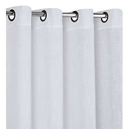 Kate Aurora 2 Pack Semi Sheer Linen Blend Grommet Top Window Curtains - 52 in. W x 84 in. L, White