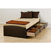 Slickblue Twin XL Espresso Brown Platform Bed with 3 Storage Drawers