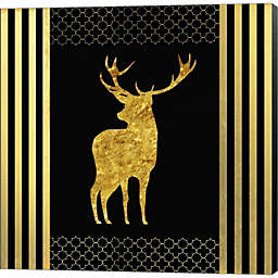 Great Art Now Black & Gold - Feathered Fashion Stag by LightBoxJournal 12-Inch x 12-Inch Canvas Wall Art