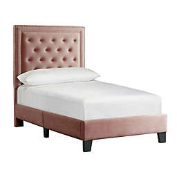 Elements  Picket House Furnishings Teagan Twin Upholstered Platform Bed in Blush