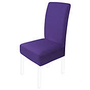 PiccoCasa Solid Dining Chair Covers Stretch Chair Covers, Stretch Bar Stool Slipcover Kitchen Chair Protector Spandex Chair Seat Cover for Home Decorative/Dining Room/Party/Wedding Dark Purple Medium
