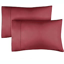 CGK Unlimited Pillowcase Set of 2, 400 Thread Count 100% Cotton - Queen - Burgundy