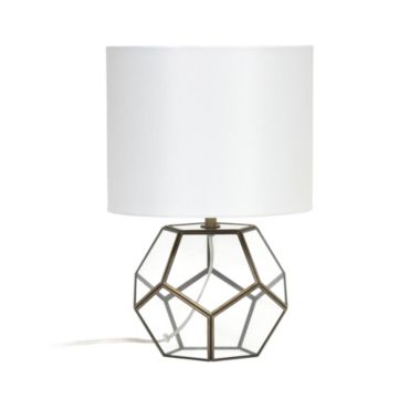 Lalia Home Transparent Octagonal Table Lamp, Brass. View a larger version of this product image.