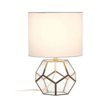 Lalia Home Transparent Octagonal Table Lamp, Brass. View a larger version of this product image.