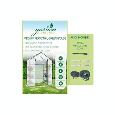 Garden Elements Personal Plastic Indoor/Outdoor Standing Greenhouse For Seed Starting and Propagation, Frost Protection (Clear, Medium, 56in x 29in x 77in). View a larger version of this product image.
