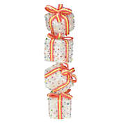 Northlight 34" White Tinsel and Candy Stacked Gift Boxes Christmas Outdoor Decor