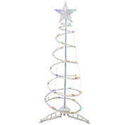 Northlight 3ft LED Lighted Spiral Cone Tree Outdoor Christmas Decoration, Multi Lights