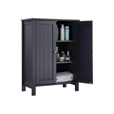 BreeBe Bathroom Floor Storage Cabinet Gray. View a larger version of this product image.