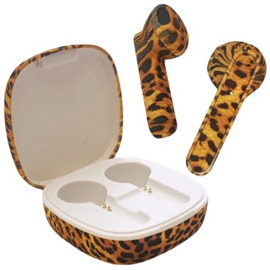 Link Xtreme Rubberized Wireless Earbuds with Charging Case Touch Control Bluetooth 5.0 TWS 40 Hours Standby - Leopard. View a larger version of this product image.