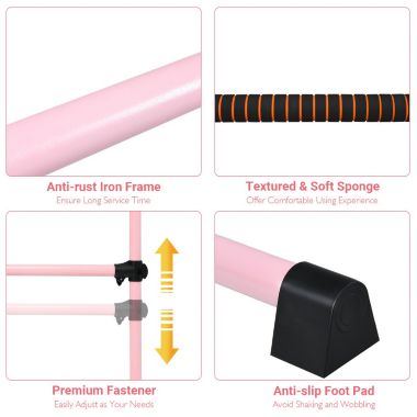 Slickblue 4 Feet Portable Ballet Barre with Adjustable Height-Pink. View a larger version of this product image.