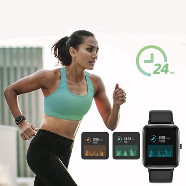 Letsfit Smartwatch Fitness Tracker with Heart Rate Monitor Activity Tracker with 1.3 Inch Touch Screen for iPhone and Android - ID205L -  Black. View a larger version of this product image.