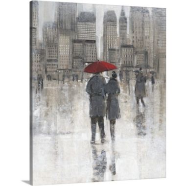 Great Big Canvas "Rain in The City" by Tim O'Toole Gray Contemporary Wrapped Canvas Print Wall Artwork. View a larger version of this product image.
