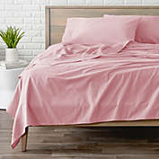 Bare Home Flannel Sheet Set 100% Cotton, Velvety Soft Heavyweight - Double Brushed Flannel - Deep Pocket (Pink, Twin)