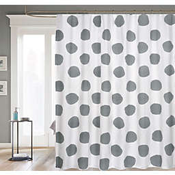 Kate Aurora Contemporary Art Oversized Polka Dots Fabric Shower Curtain - Gray