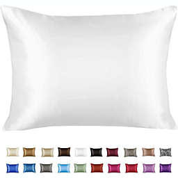 SHOPBEDDING Satin Pillowcase with Zipper - King Satin Pillowcase with Zipper, White (1 per Pack) By BLISSFORD