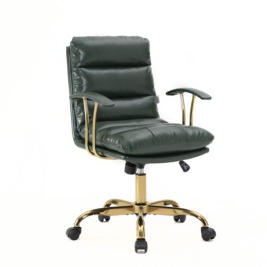 LeisureMod Regina Modern Leather Adjustable Conference Office Chair - Pine Green. View a larger version of this product image.