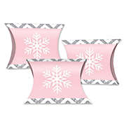 Big Dot of Happiness Pink Winter Wonderland - Favor Gift Boxes - Holiday Snowflake Birthday Party and Baby Shower Petite Pillow Boxes - Set of 20