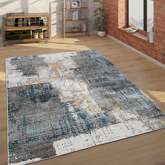 Paco Home Abstract Rug For Living Rooms, Contemporary Blue Area Rugs