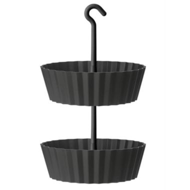 Tree Nest Sunny Hanging 2-Tiered Lace Pattern Planter Round, Anthracite - 10&reg;. View a larger version of this product image.