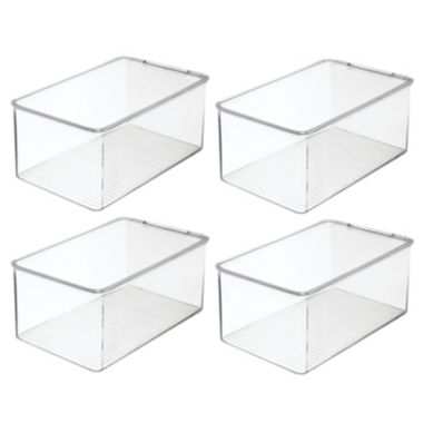 mDesign Wide Plastic Desk Organizer Box for Home Office, 4 Pack. View a larger version of this product image.