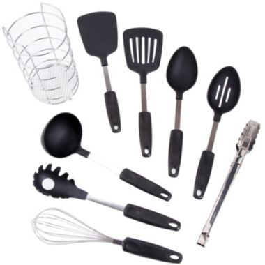 Gibson Chef's Better Basics 9-Piece Utensil Set with Round Shape Wire Caddy. View a larger version of this product image.
