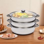 Stock Preferred 3-Tier Steamer Hot Pot in Silver
