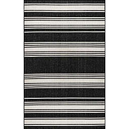 nuLOOM Montana Striped indoor and Outdoor Area Rug, Black, 8'x10'