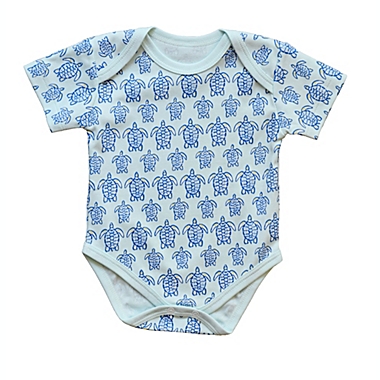 Pineapple Sunshine - Blue Sea Turtle Short Sleeve Onesie / 6-9mo. View a larger version of this product image.