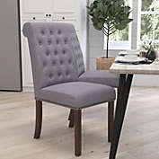 Merrick Lane Falmouth Upholstered Parsons Chair with Nailhead Trim in Light Gray Fabric