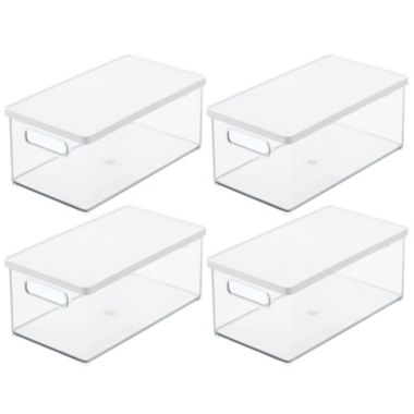 mDesign Plastic Storage Bin Box Container, Lid and Handles - 4 Pack. View a larger version of this product image.
