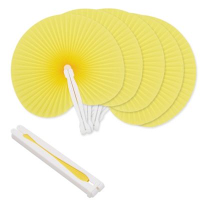 Juvale 24 Pack Yellow Round Folding Handheld Paper Fans for Birthday Wedding Party Favor