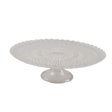 BIDK Home 13" Clear Glass Antique Style Large Round Cake Plate. View a larger version of this product image.