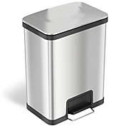 iTouchless AirStep Stainless Steel Rectangular Step Trash Can with AbsorbX Odor Filter 13 Gallon Silver