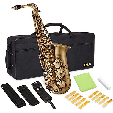 LyxJam Alto Saxophone, E Flat Brass Alto Sax Beginners Kit, Antique Bronze. View a larger version of this product image.