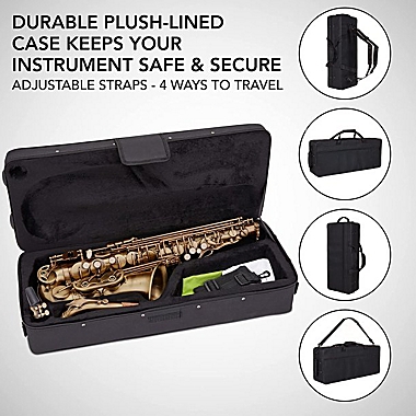 LyxJam Alto Saxophone, E Flat Brass Alto Sax Beginners Kit, Antique Bronze. View a larger version of this product image.