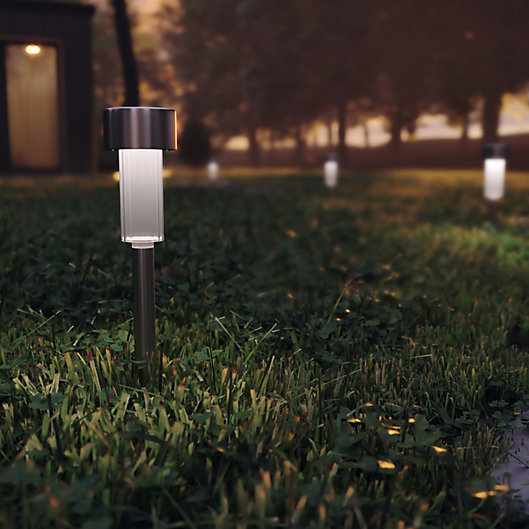 4 Packs Solar Stainless Steel LED White Lamp Outdoor Garden Path Yard Post Light 